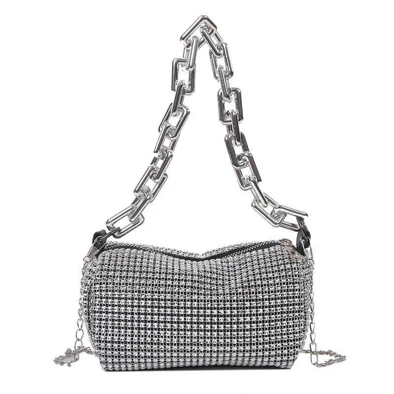 Strass tas met glitterketting voor feestelijke gelegenheid